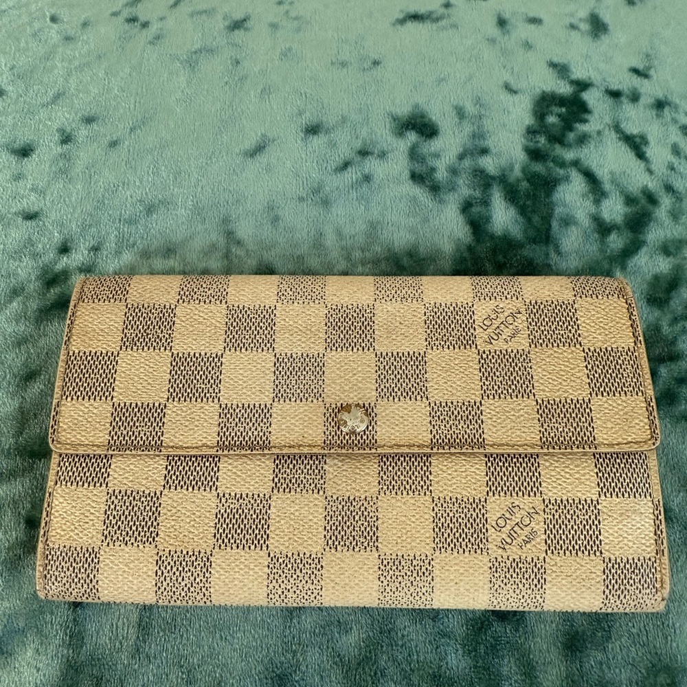 Louis Vuitton Checkered Beige and Blue Wallet